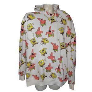 Nickelodeon Spongebob Patrick All Over Print Hoodie XL White Cartoon athleisure‎
